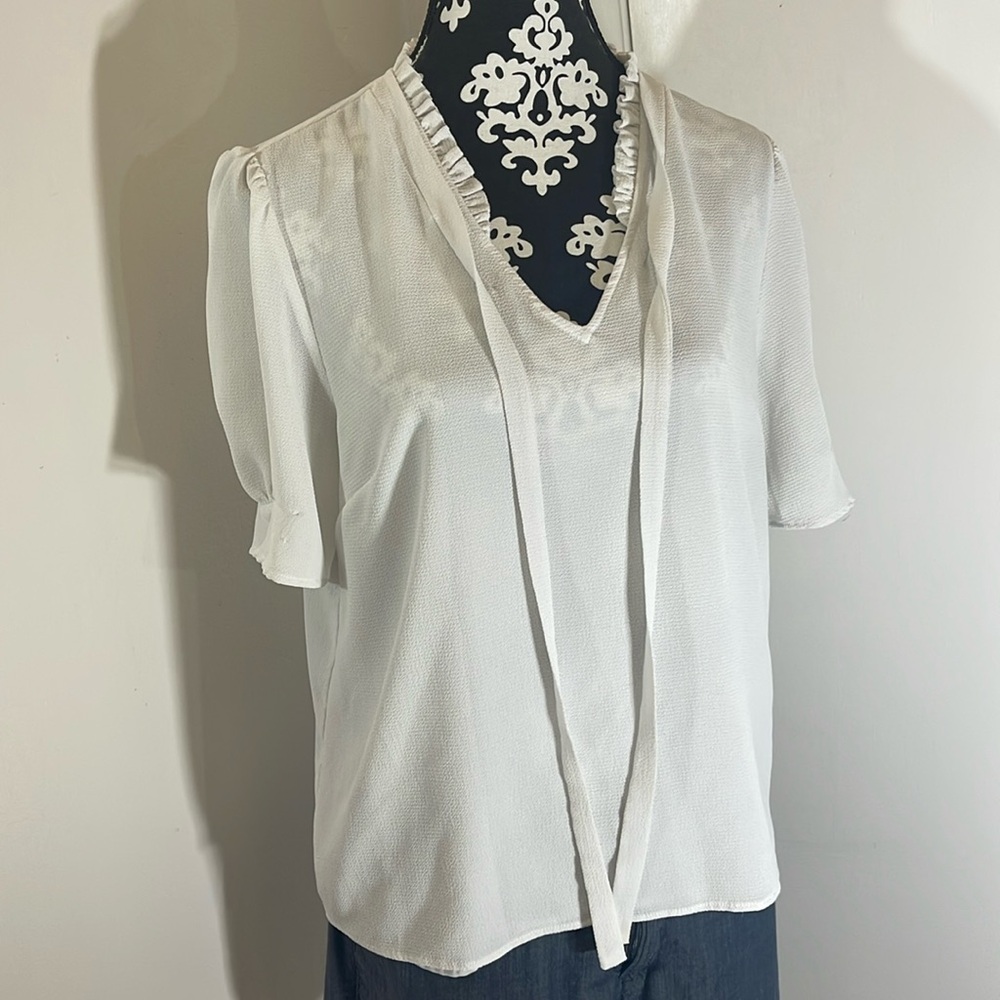 Cream tie front blouse